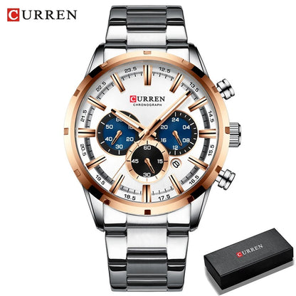 CURREN Top Brand Luxury Military Leather Wrist Watch Casual Sport Watches for Men Blue Man Clock Fashion Chronograph Wristwatch