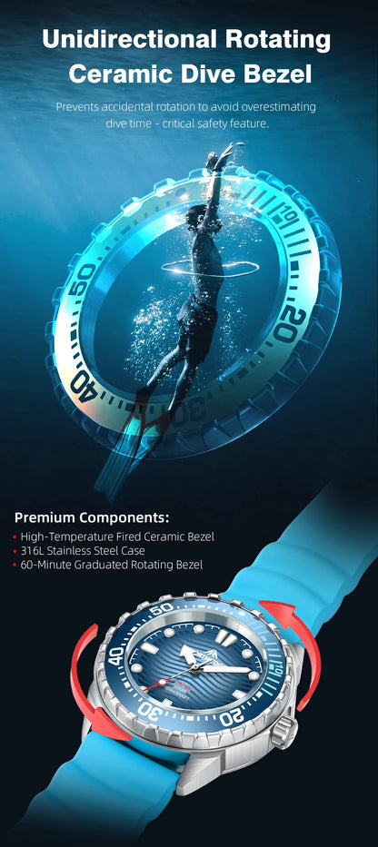2025 New  NORTH EDGE TRITON Solar Powered Dive Watch Men Luxury Quartz Watches For Men 316L Stainless Steel Case Waterproof 300M