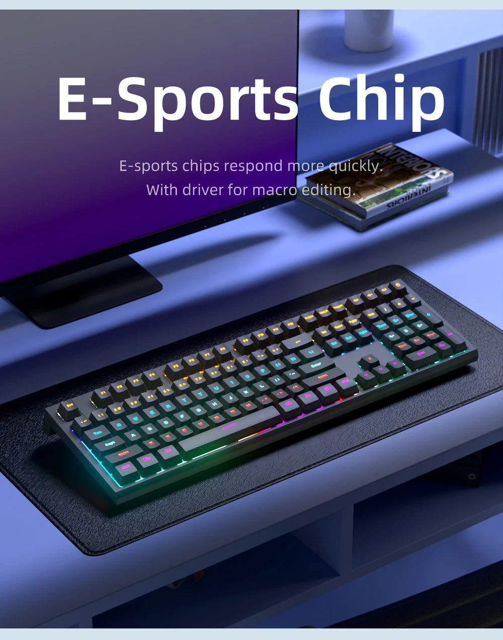 108-key Wired Mechanical Gaming Keyboard with RGB Backlit | Gaming Chip | Low Latency | Anti-Ghosting | for PC Win/Mac Gamers