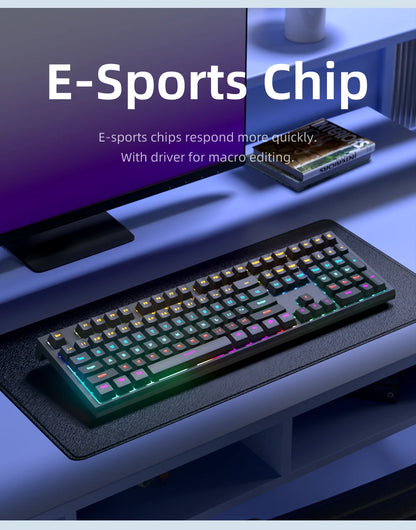 108-key Wired Mechanical Gaming Keyboard with RGB Backlit | Gaming Chip | Low Latency | Anti-Ghosting | for PC Win/Mac Gamers