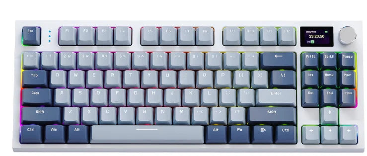 Teclado mecânico ATTACK SHARK K86 com botão metálico, ecrã TFT inteligente a cores, layout de 87 teclas, iluminação RGB e ligação trimodo