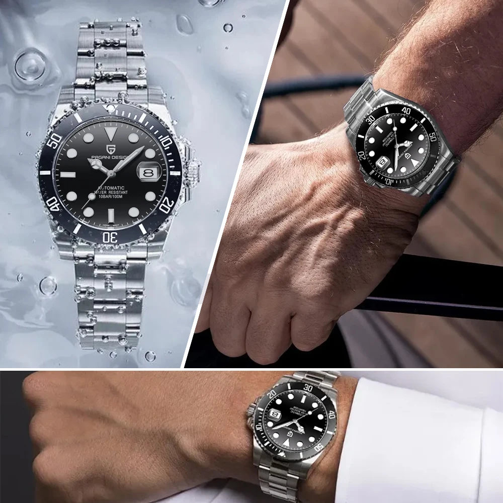 New PAGANI DESIGN Diving Automatic Mechanical Watch Luxury Sports Waterproof Watch Stainless Steel Sapphire Luminous Watch for Men