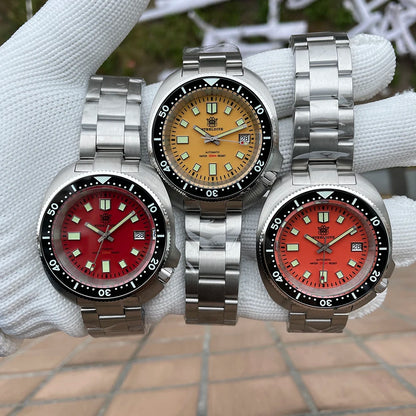 STEELDIVE New Arrival 44mm SD1974 Orange Dial Ceramic Bezel Super Luminous 200m NH35 Automatic Dive Watch with Milled Clasp