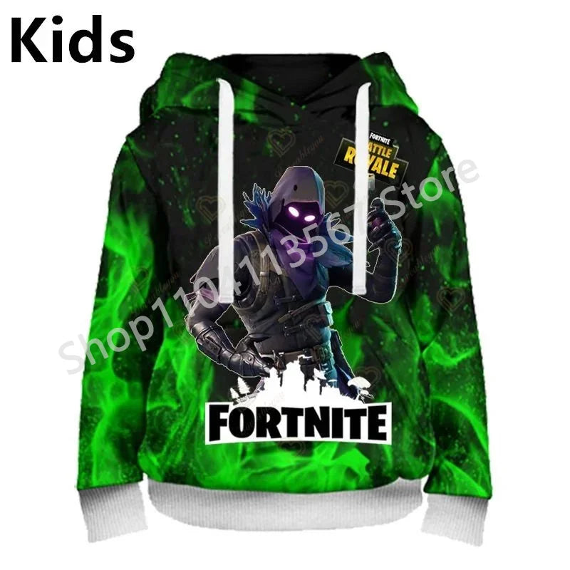 Llama Battle Royale F-Fortnited Hoodies 3D Printed Men Women Children Sweatshirts Boy Girl Kids Streetwear Pullover Green Tops