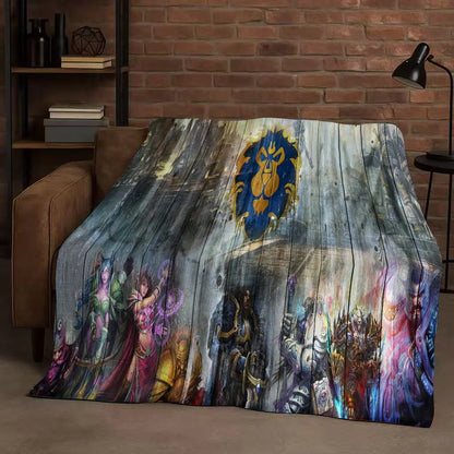 3D WOW World of Warcraft žaidimo „Demon Hunter Arthas“ animacinio stiliaus flanelinis pledas, itin minkštas pliušinis užklotas namams, miegamajam, lovai ir sofai