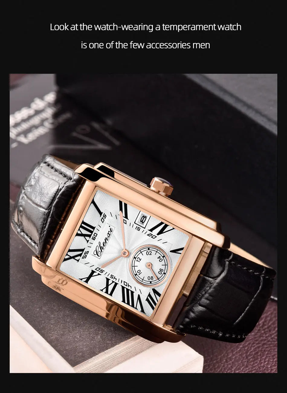 CHENXI 8216 Hot Selling Top Brand Business Men's Watch Quartz Military Calendar Waterproof Men's Leather Strap Elegant Clock
