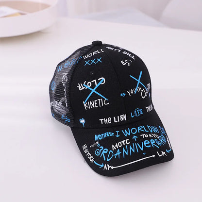 Summer autumn Kid Boy Cartoon Letter Embroidered Baseabll Caps Children Girls Outdoor Leisure Mesh Sport hats