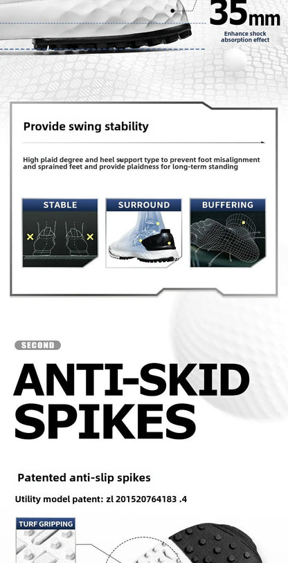 Scarpe da golf da uomo PGM, sneakers comode con ammortizzazione, lacci con manopola, impermeabili e antiscivolo, rialzanti XZ408