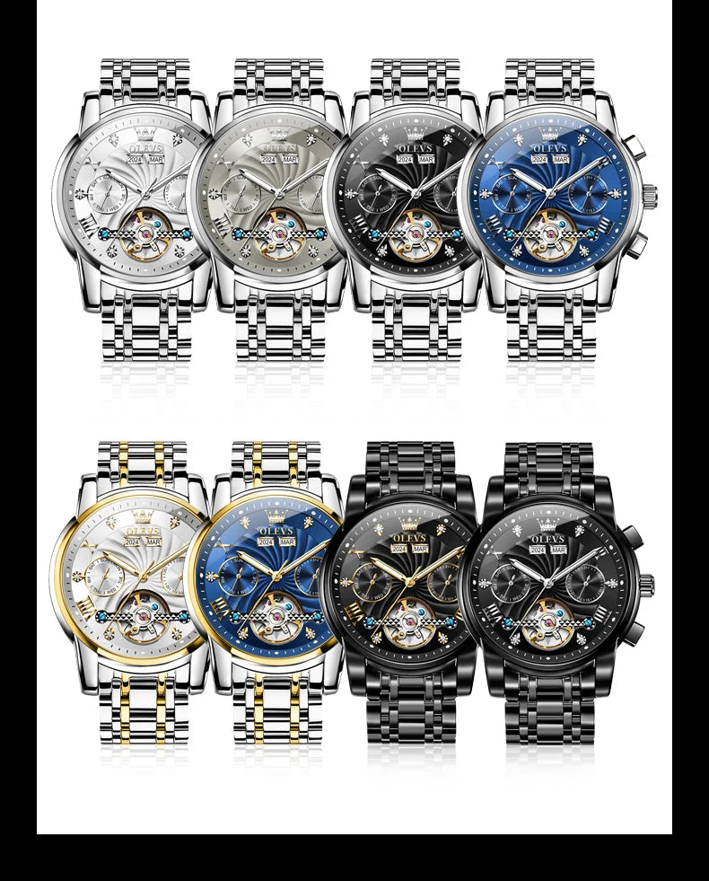 OLEVS 7088 Men Watch Luxury Brand Waterproof Skeleton Automatic Watch HD Fashion Business Men Mechanical Watch Reloj Hombre