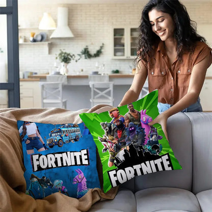 Anime game Fortnites Pillow Covers Cartoon Sofa Decorative Home Double-sided Printing Short Plush Cute Cushion Cover