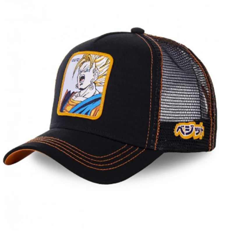 Dragon Ball Styles Anime Son Goku Bomuld Ny baseballkasket til mænd og kvinder Hip Hop Far Justerbar mesh-kasket Trucker-kasket