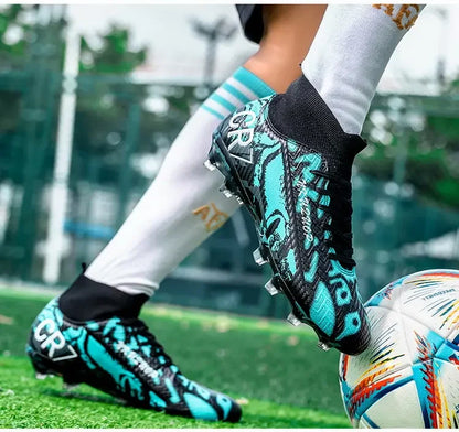 Unisex Teen Low Top Football Shoes Lightweight Elastic Sole Anti Slip Short Spikes Lawn Field Match Training Sneakers