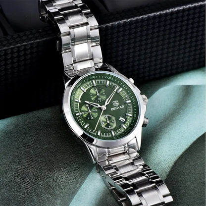 BENYAR 2024 New 40MM Men's Quartz Watch 50M Waterproof Automatic Diving Watch Luxury Fashion Men's Stainless Steel Watch