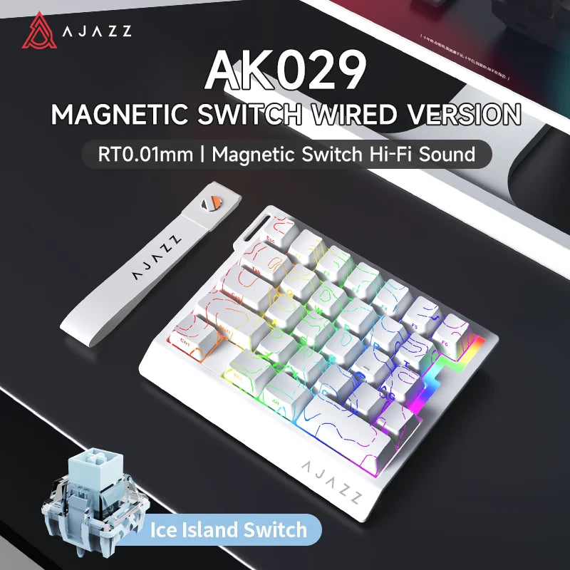 AJAZZ AK029 Wired One Handed Keyboard HE Magnetic Switch 8000Hz 29 Keys RGB Mini Gaming Mechanical Keyboard for PC Gamer
