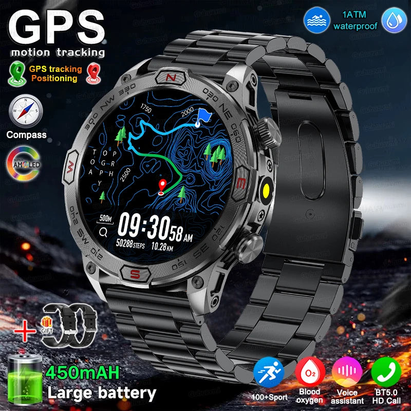 Men Fashion Outdoor Sport GPS Smart Watch Men AMOLED HD Screen Heart rate Waterproof Sport Smartwatch Man Smart Bracelet clock