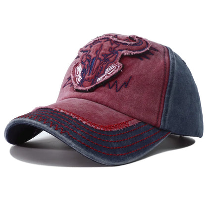 Hip Hop Vintage vypraná džínsová bejzbalová čiapka Casquette Homme s výšivkou býčej hlavy Y2k Snapback Dad Hats pre ženy a mužov