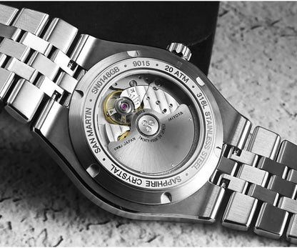 San Martin 40mm Enamel Spiral Dial Integrated Bracelet Men Diver Watch Miyota 9015 Automatic Mechanical Waterproof 200m SN0148