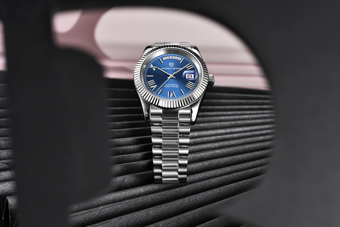 PAGANI DESIGN 2026 New Rose Gold Blue DD40 Luxury Automatic Watch Men Mechanical Wristwatch Mens Sapphire glass Waterproof Watch