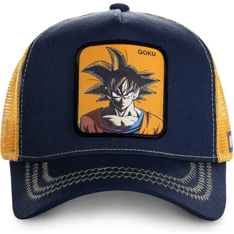 New Dragon Ball Son Goku Cap Summer Travel Peaked Cap Men's Embroidery Hip-Hop Cap Style Sun Visor Adjustable Trucker Mesh Cap