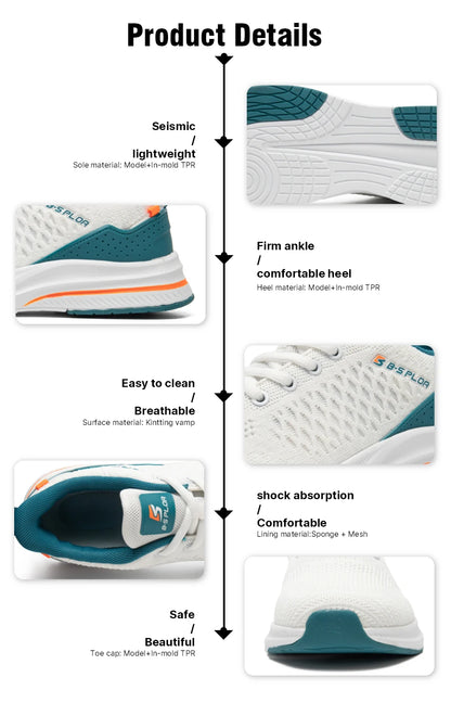 Pantofi de alergare ușori Baasploa pentru bărbați – Pantofi sport casual de designer, din plasă, cu șireturi, pentru bărbați, confortabili, pentru sporturi în aer liber și tenis