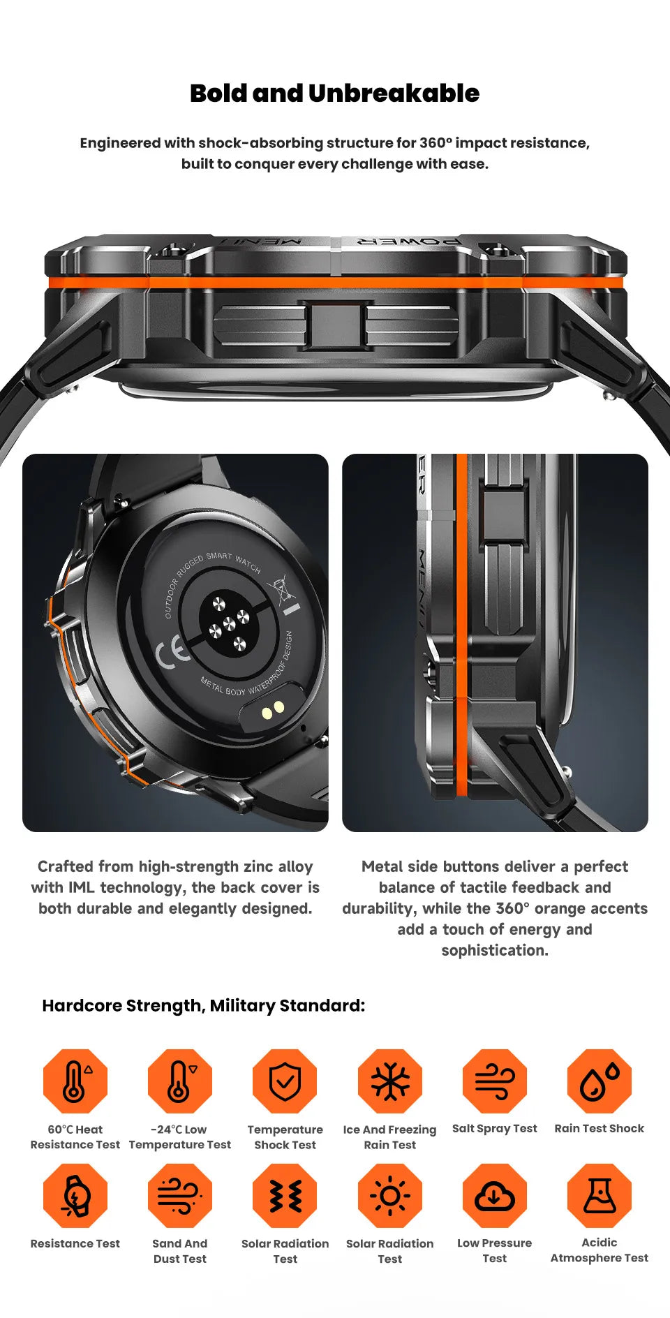 2026 Novo Smartwatch Militar TANK X3 para Homem, Bateria 1000mAh, 10ATM À Prova de Água para Natação, Percurso GPS, Ecrã AMOLED HD de 1.75", Chamadas e Desporto