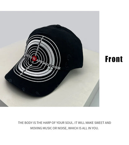 Unisex Broken Style Bull's-eye Cross Embroidery Baseball Hats Sunshade Personal Versatile Peaked Caps Street Fashion Hip Hop