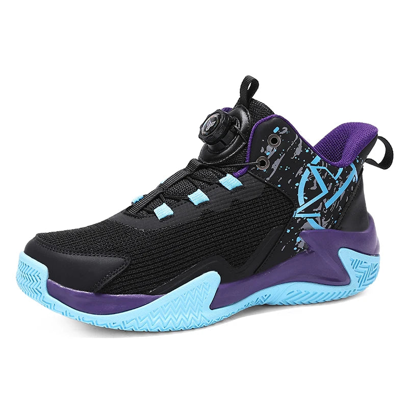 Chaussures de basket-ball unisexes en maille respirante, légères, avec boucle rotative, baskets de sport, de course en plein air, d'entraînement, d'automne
