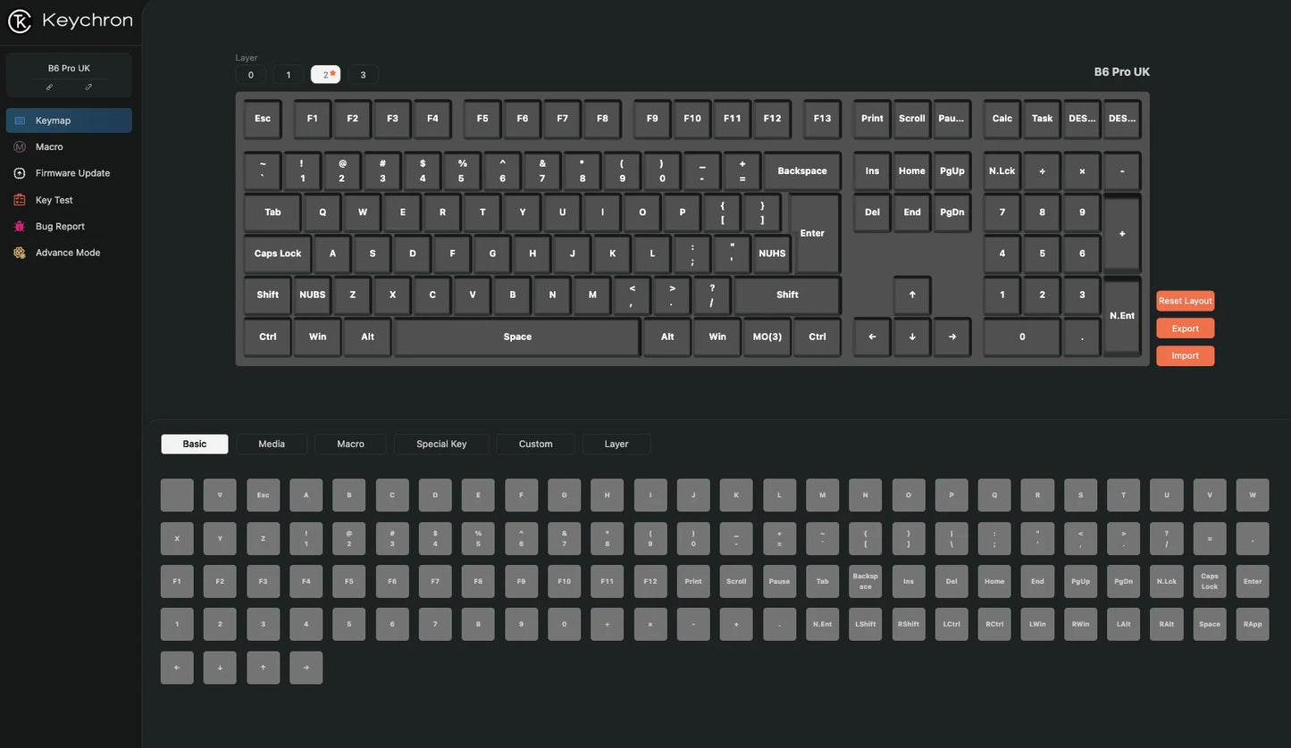 Teclado sem fios ultrafino Keychron B6 Pro com layout ISO, tamanho completo, portátil e leve, ligações 2.4GHz e Bluetooth
