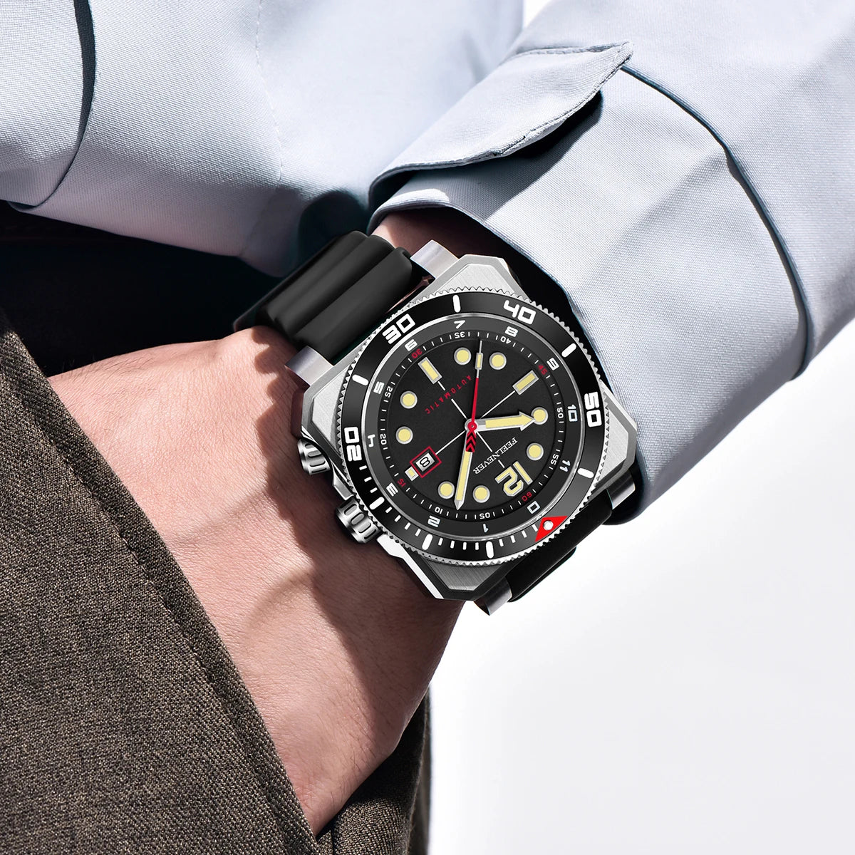 Reloj de buceo automático para hombre FeelNever 8215 con movimiento automático, superluminoso, acero 316, cristal de zafiro, reloj mecánico deportivo masculino