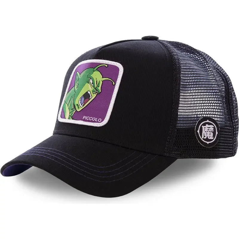 Casquette Dragon Ball Son Goku pour l'été : casquette de voyage à visière, pour homme, brodée, style hip-hop, visière pare-soleil, casquette trucker ajustable en maille