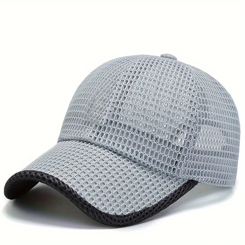 Men's Solid Color Mesh Breathable Baseball Cap Sun Protection Hat Women Sports Cap Camping Cap