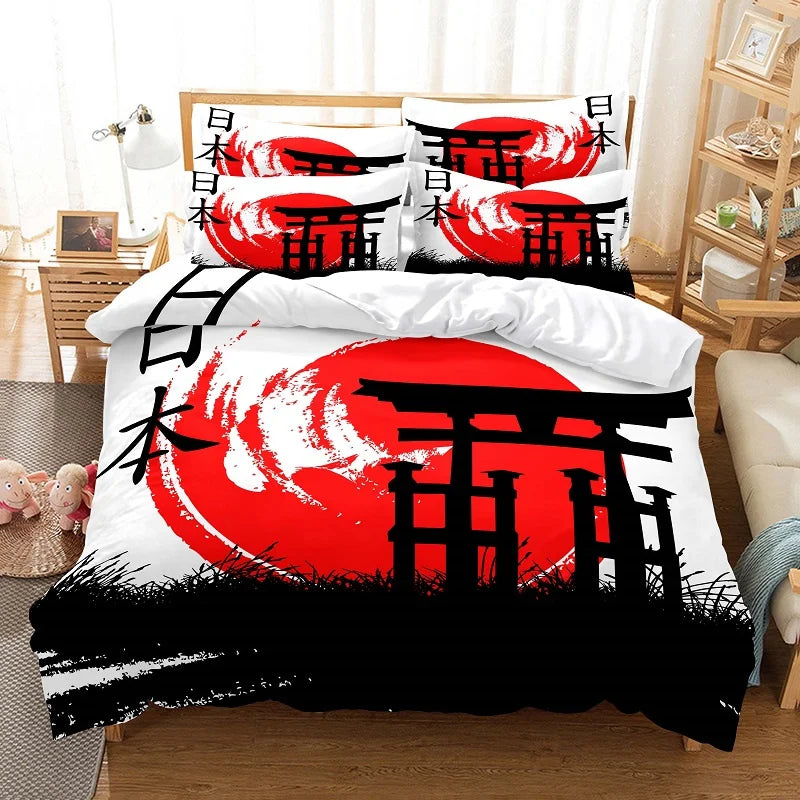 Bamboo Painting Duvet Cover Set Chinese Style Bedding Set Youth Linen Queen Size Bed Comforter Cover Set Fashion Bedding Set