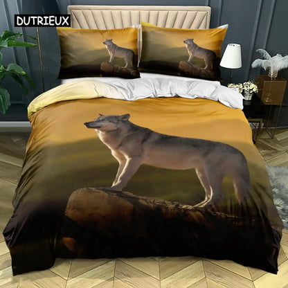 3D Wolf Beddengoedset Zwart Wit Dromenvanger Tribale Stijl Dekbedovertrek voor Tieners Volwassenen Vrouwen Mannen Slaapkamerdecoratie
