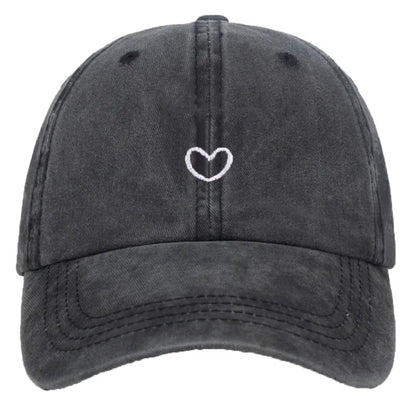 1pc Retro Washed Little Heart Embroidered Ponytail Baseball Cap  for Women,Outdoor Sports Adjustable Women's Cap for Daily Wear