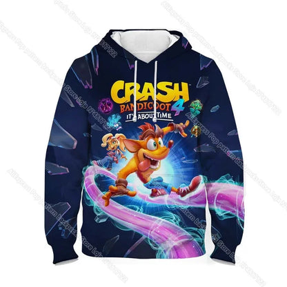 Dětské mikiny s kapucí Crash Bandicoot On the Run – jarní kolekce pro chlapce a dívky, mikiny s motivy z kreslených seriálů a anime, dětské svršky, kabáty a pulovry pro batolata