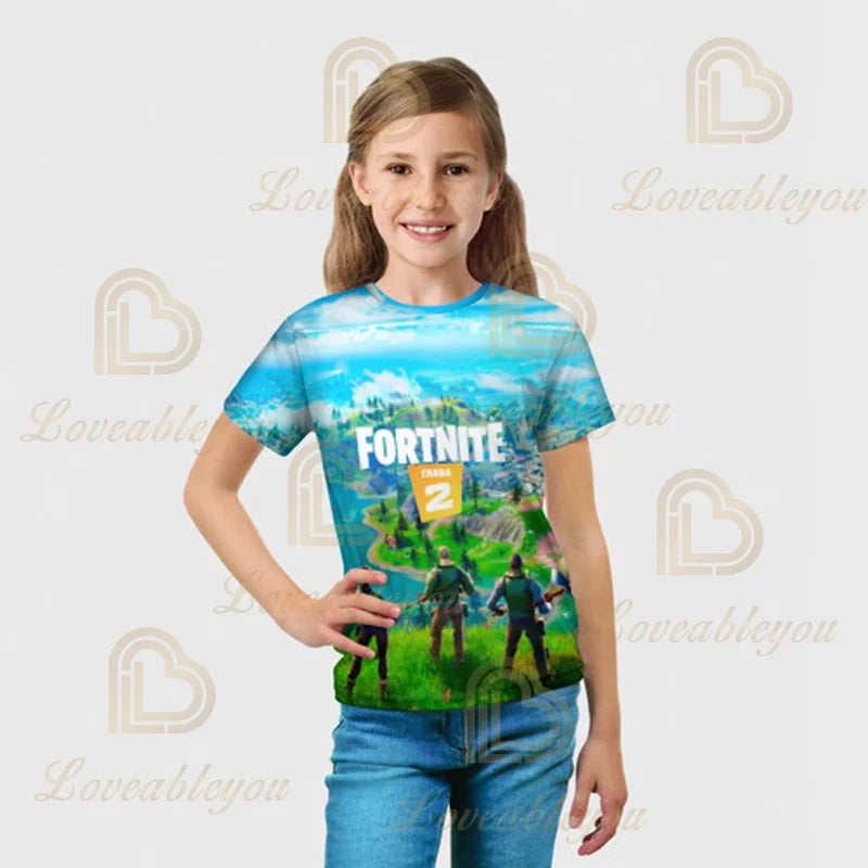 Fortnite 3D spausdintas didelių dydžių gobtuvas, marškinėliai vaikams, madingas gatvės stiliaus laisvalaikio gobtuvas-striukė
