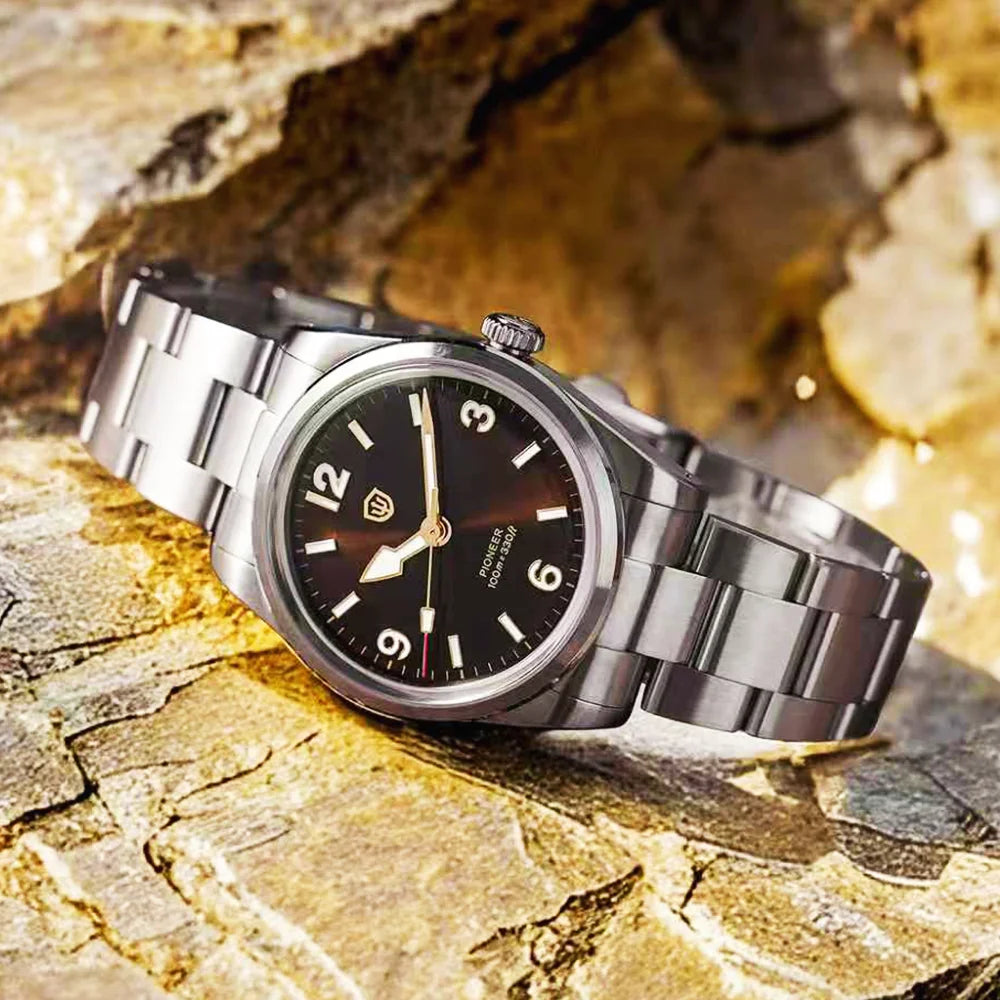 Montre à quartz pour homme Watchdives WD1960S V2, style vintage, cadran crème, 36 mm, mouvement VH31 à trotteuse fluide, verre saphir bombé, étanche 10 ATM, aiguilles luminescentes, boîtier en acier inoxydable