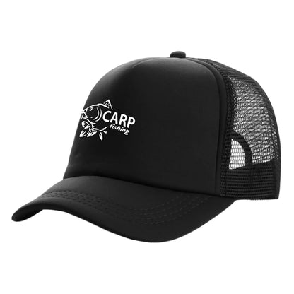 Pánske trucker čiapky s potlačou „Carp Fish“ – vtipné rybárske čiapky, baseballové čiapky, štýlové letné unisex čiapky zo sieťoviny MZ-169