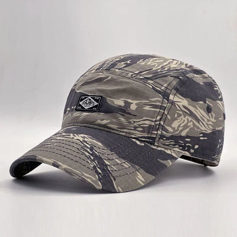 Baseballkappe im Workwear-Stil mit Camouflage-Muster und kurzer Krempe für Damen und Herren, trendige Unisex-Outdoor-Sonnenkappe
