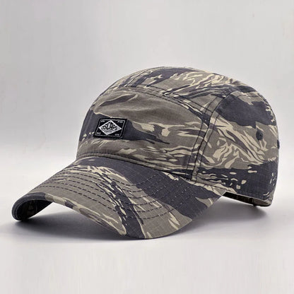 Baseballkappe im Workwear-Stil mit Camouflage-Muster und kurzer Krempe für Damen und Herren, trendige Unisex-Outdoor-Sonnenkappe