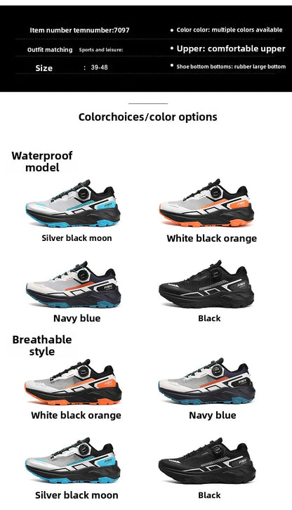 Sapatilhas de corrida para homem primavera e verão — calçado outdoor para caminhada, sapatilhas de trail resistentes ao desgaste com fecho BOA, respiráveis, estilo desportivo e casual