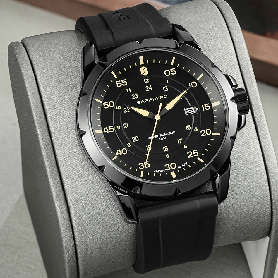 SAPPHERO Men’s Watch – Luxury quartz watch, water-resistant to 50 m, featuring an imported movement and a stainless steel case – An ideal gift idea for men.