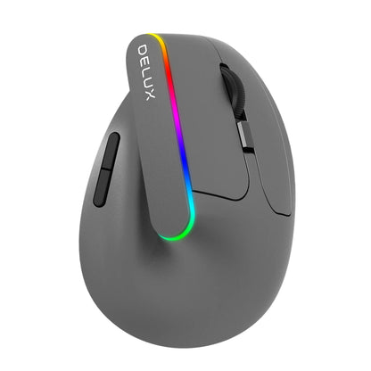 Delux  Ergonomic Vertical Mouse Rechargeable Wireless RGB Mouse Bluetooth 2.4G  4000DPI Gaming Silent Mice For Laptop PC