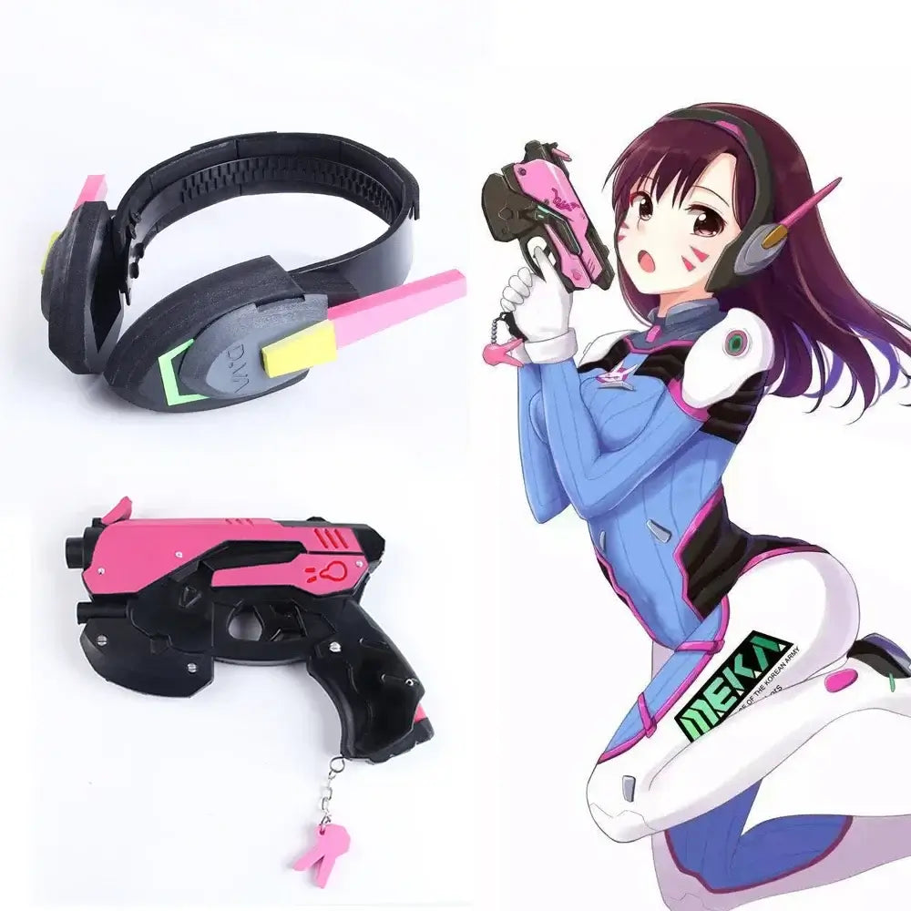 Herní pistole Overwatch D.Va Hana Song DVA jako cosplay rekvizita, sluchátková zbraň, hračka a doplněk na Vánoce, Halloween a večírky