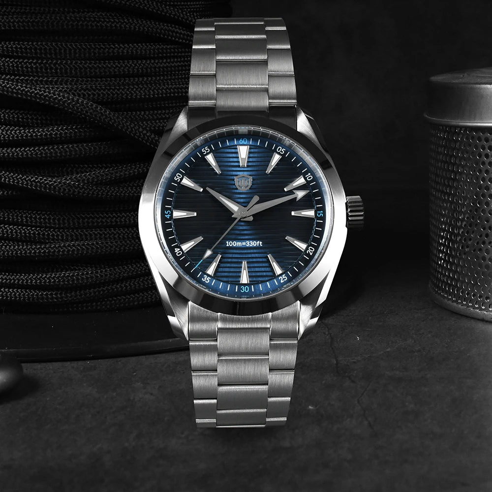 Ceas Watchdives WD0006, mecanism VH31 cu secundar fluid, sticlă de safir bombată, strat luminescent BGW9, rezistent la apă până la 10 bari, 38 mm, stil vintage