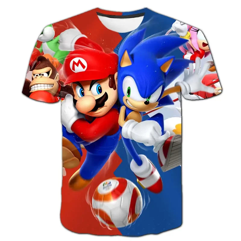 Men T Shirt Women Tee Boys Girls Top Adults Children Parent Child quick dry kid Tshirts Sonic Cartoon Anime Game 3D Print Tops