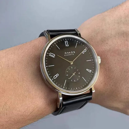 Men's 38mm automatic mechanical watch suitable for Seagull ST1701 self-winding movement, waterproof transparent back wristwatch.