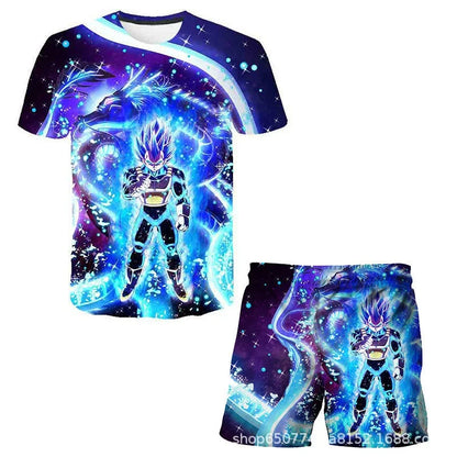 Conjunto infantil de verão Dragon Ball 2026 com T-shirt e calções para menino, conjunto de 2 peças T-shirt + calções