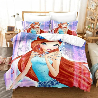 Anime W-Winx Clubs Duvet Cover Pillowcase Bedding Set Adult Boys Girls Bedroom Decoration Children Gift Single Double Large Size