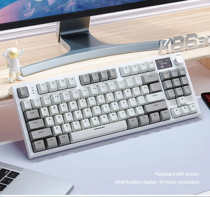 Teclado mecânico ATTACK SHARK K86 com botão metálico, ecrã TFT inteligente a cores, layout de 87 teclas, iluminação RGB e ligação trimodo